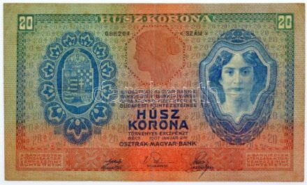 1907. 20K '1621 088204' T:III Hungary 1907. 20 Korona '1621 088204' C:F Adamo K16