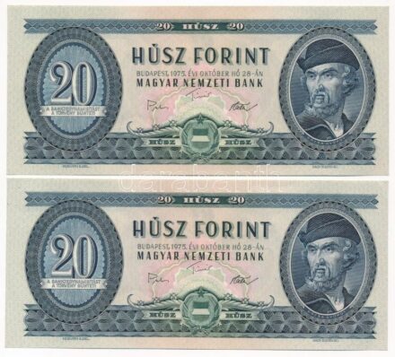 1975. 20Ft (2x) 'C 659 078704 - C 659 078705' sorszámkövetők T:II Adamo F16