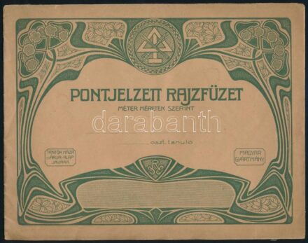 cca 1910-1920 Pontjelzett rajzfüzet, kiötletlen, szecessziós borító grafikával, jó állapotban.