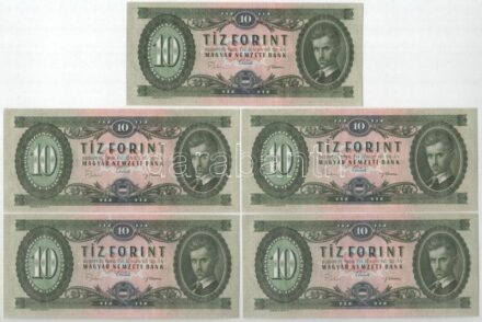 1969. 10Ft (5x) 'A 839 012025 - A 839 012029' sorszámkövetők T:II Adamo F7