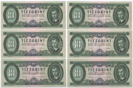 1962. 10Ft (6x) páronként sorszámkövetők T:I- Adamo F6