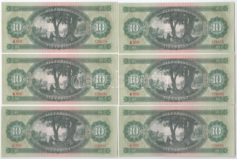 1962. 10Ft (6x) páronként sorszámkövetők T:I- Adamo F6 - Image 2