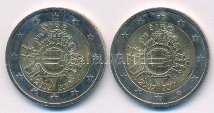 Írország 2012. 2E '10 éves az Euró' (2x) T:1,1- Ireland 2012. 2 Euro '10th anniversary of the Euro' (2x) C:UNC,AU Krause KM#71