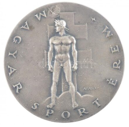 Arató Gyula (1889-1969) ~1940. 'Magyar Sport Érem / A jövő nemzedéke a nemzet jövője' kétoldalas ezüstözött Br díjérem gravírozva (61mm) T:1-