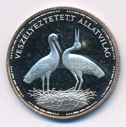 1992. 200Ft Ag 'Veszélyeztetett állatvilág - Fehér gólya' kapszulában T:PP patina Adamo EM126