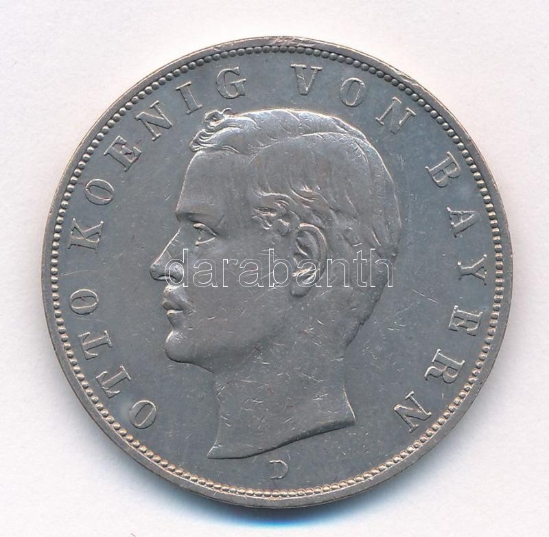 Német Államok / Bajorország 1908D 3M Ag 'Ottó' T:2 patina, ph. / German States / Bavaria 1908D 3 Mark Ag 'Otto' C:XF patina, edge error Krause KM#515