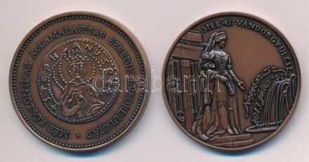 2000. 'MÉE köszönti az Államalapítás ezredik évfordulóját' kétoldalas Br naptárérem (42,5mm) + Csóka Zsuzsanna (1962-) 2013. 'MÉE 43. Vándorgyűlése Nagykanizsa / Grünhut Alfréd 1853-1923' Br emlékérem (42,5mm) T:1,1-