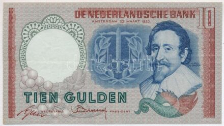 Hollandia 1953. 10G 'BFB013165' T:III szép papír Netherlands 1953. 10 Gulden 'BFB013165' C:F fine paper Krause P#85