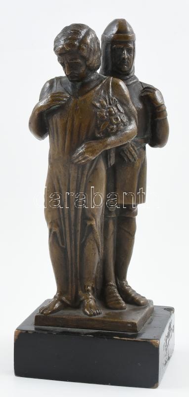 Marthosi Mórocz Dénes: Katona és asszony. Bronz. Jelzett. Műkő talapzaton. 23 cm (A művész a turáni társaság alvezére volt)