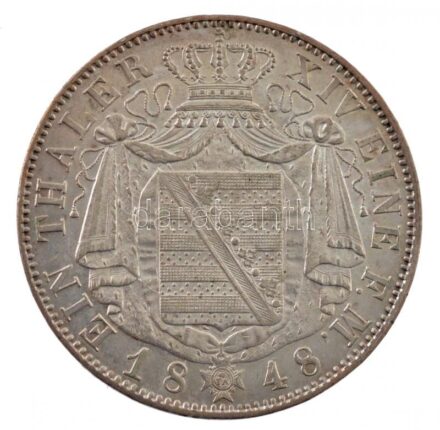 Német Államok / Szász-Albertin 1848F Tallér Ag 'II. Frigyes Ágost' T:2 German States / Saxony-Albertine 1848F Thaler Ag 'Friedrich August II' C:XF Krause KM# 1148
