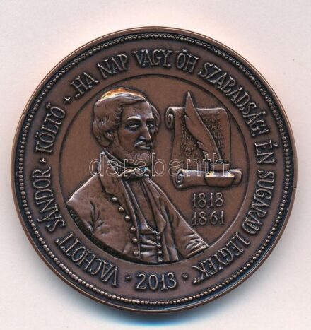 Szabó Imrefia Béla / Szabó Géza 2010. 'Vachott Sándor költő / Tisztelet az elődöknek - MÉE Gyöngyösi Csoport' kétoldalas bronz emlékérem tanúsítvánnyal (42,5mm) T:1