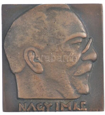 Beck András (1911-1985) 1989. 'Nagy Imre' öntött bronz plakett, hátoldalán '1958 Június 16. 1989' gravírozva, eredeti dísztokban (70x66mm) T:2