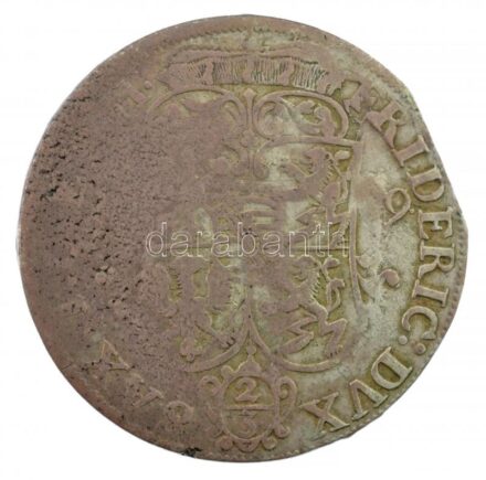 Német Államok / Szász-Új-Gotha 1679. 2/3T Ag 'I. Frigyes' T:3 lapkavég German States / Saxe-New-Gotha 1679. 2/3 Thaler 'Friedrich I' C:F planchet edge Krause KM# 87