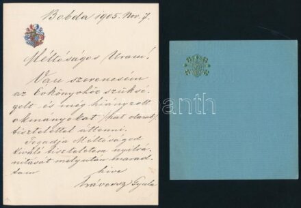 cca 1900 5 db díszes levélpapír, belőle 3 db megírt, közte litho