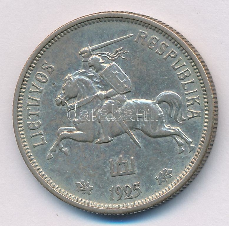 Litvánia 1925. 5L Ag T:2 Lithuania 1925. 5 Litai Ag C:XF Krause KM#78 - Image 2