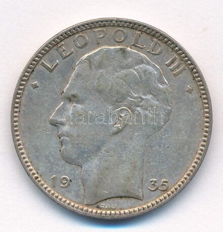 Belgium 1935. 20Fr Ag 'III. Lipót' T:2,2- Belgium 1935. 20 Francs Ag 'Leopold III' C:XF,VF Krause KM#105
