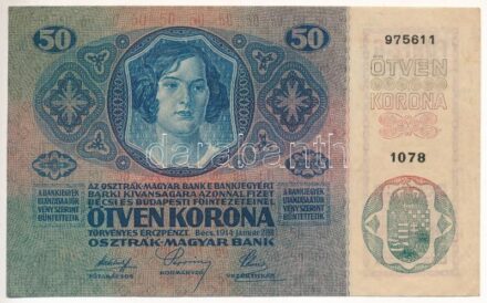 1914. 50K '1078 975611' T:III szép papír Adamo K24