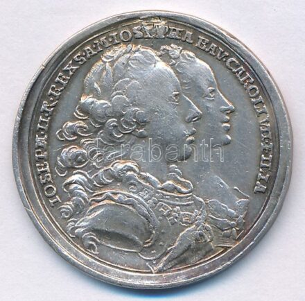 Ausztria 1765. 'József főherceg második házasságkötésére' Ag emlékérem (6,43g/28,5mm) T:2- lyuktömött Austria 1765. 'For the Second Marriage of Archduke Joseph' Ag commemorative medallion. 'IOSEPH II R REX S A M IOSEPHA BAV CAROLI VII