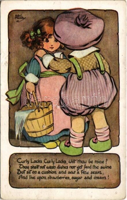 Curly Locks, Curly Locks... Children art postcard. C.W. Faulkner & Co. Series 1234. (lyukak / holes)