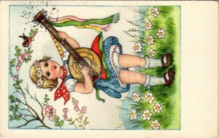 Children art postcard, singing. 'ERIKA' Nr. 3400. (EK)