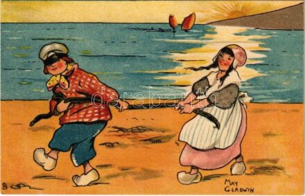 Children art postcard. Raphael Tuck & Sons' 'Little Hollander' Series 6085. s: May Gladwin