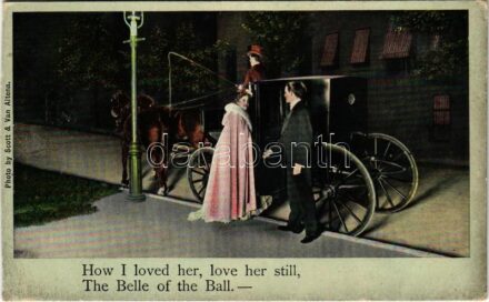 1908 'How I loved her, lover still, The Belle of the Ball' romantic couple. Photo by Scott & Van Altena. Theodor Eismann, Leipzig and New York Illustrated Song Serie No. 1823/4. (vágott / cut)