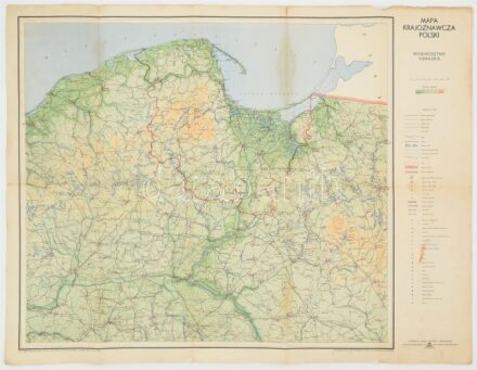 1955 Mapa Krajoznawcza Polski, 51×68 cm