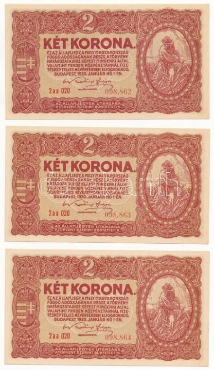 1920. 2K (3x) '2aa 020 098.862-098.864' sorszámkövetők T:I- apró folt Adamo K7
