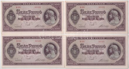 1945. 100P (4x) 'E 321 021218-021221' sorszámkövetők T:I-,II kis folt Adamo P18