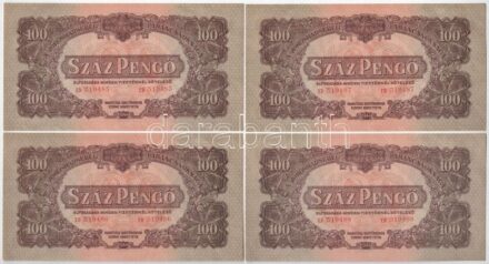 1944. 100P (8x) 'A Vöröshadsereg Parancsnoksága', 'EB 519485-519492' sorszámkövetők T:II sarokhajtással Adamo P47