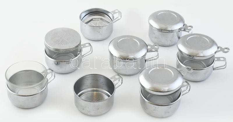 4db egyszemélyes tea vagy kávéfőző, rozsdamentes acél, jelzett: Duralex, francia. m:12cm
