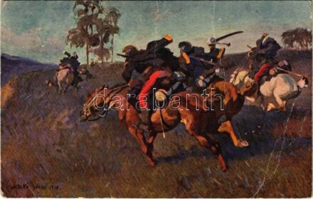 Bajban a pajtás / Kamerad in Gefahr / WWI Austro-Hungarian K.u.K. military art postcard. Rotophot Budapest Nr. 26. s: Juszkó Béla (fa)