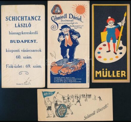 4 db számolócédula (Schmoll, Müller, stb.)
