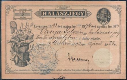 1893 Makó, halászjegy