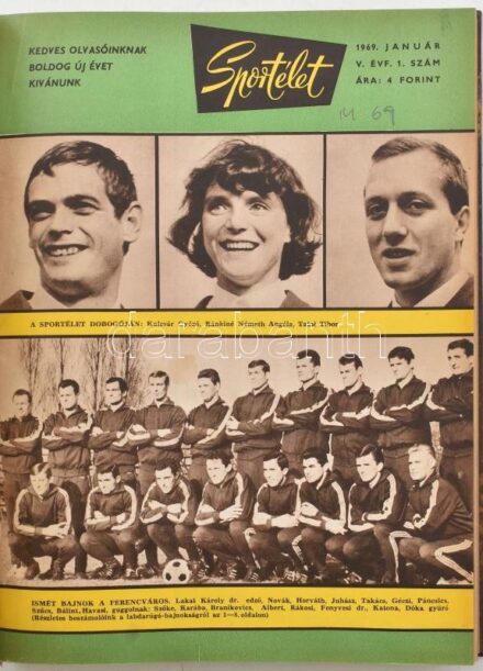 1969 Sportélet V. évf. 1-12. sz. Teljes évfolyam, félvászon-kötésben.