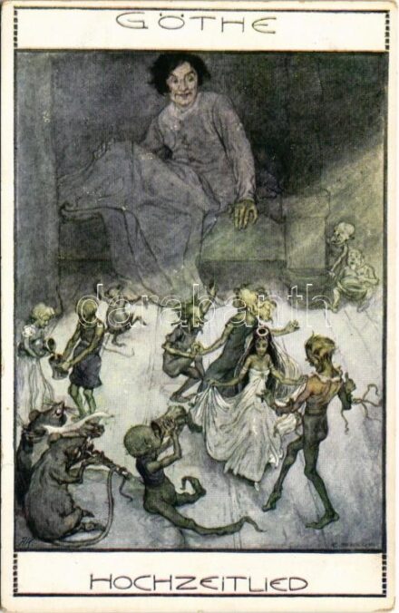 Göthe - 'Hochzeitlied' / Goethe art postcard. B.K.W.I. 885-6. s: E. Schütz