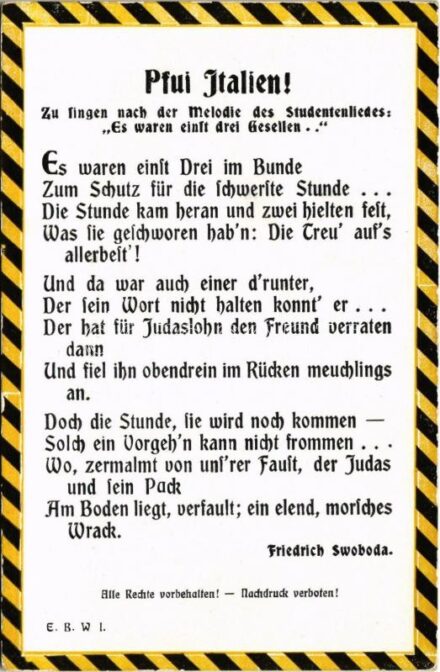 Pfui Italien! / WWI Austro-Hungarian K.u.K. military, Anti-Italian propaganda. Brüder Lazar Wien (EK)