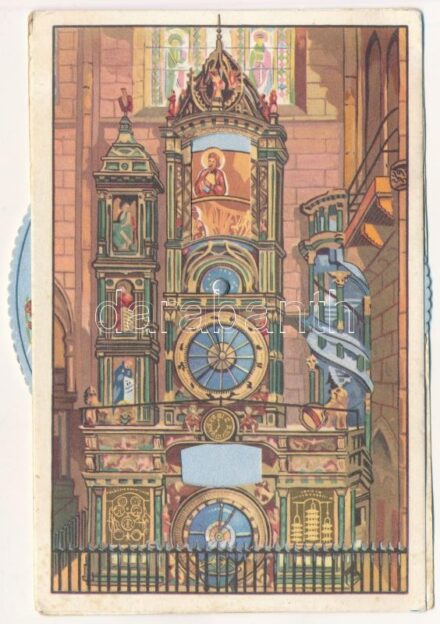 Strasbourg, Strassburg; Die Astronomische Münsteruhr / astronomical clock. mechanical postcard (EK)