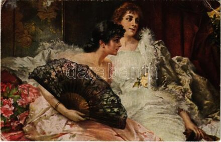 Nach dem Maskenball / Álarcosbál után / Lady art postcard s: Kiesel (EB)