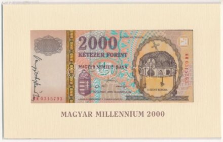 2000. 2000Ft 'Millenium' eredeti, díszcsomagolásban, a tervező, Vagyóczky Károly aláírásával T:I Adamo F56A