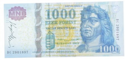 2015. 1000Ft 'DC' a tervező, Vagyóczky Károly aláírásával T:I