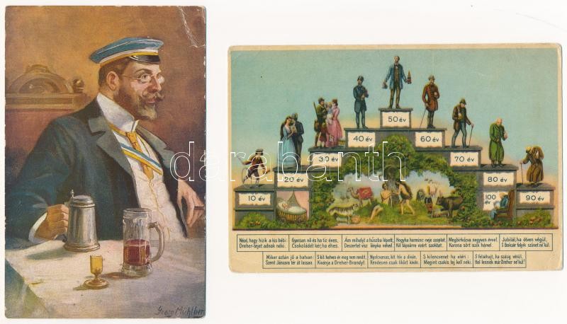 SÖRÖZÉS - 6 db régi képeslap / BEER - 6 pre-1945 postcards - Image 2