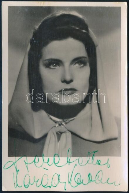 Karády Katalin (1910-1990) színésznő fotólap a színésznő autográf aláírásával 9x14 cm