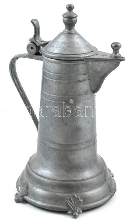Régi ón fedeles kiöntő, jelzett, kopott, m: 24,5cm