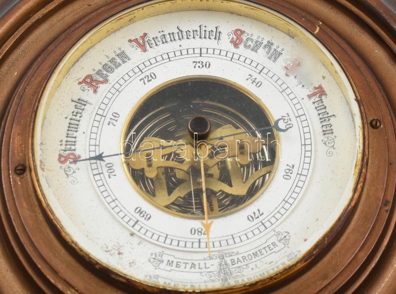 Antik német Veranderlich Schon S. Trocken kerek barométer, kopott, d: 20 cm - Image 2