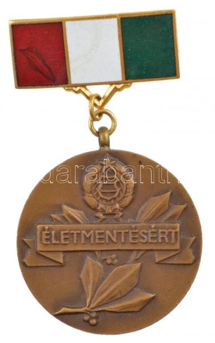 1965. 'Életmentésért' részben zománcozott bronz életmentő kitüntetés T:1-