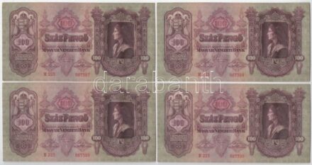 1930. 100P (7x) 'E 223 067387-067393' sorszámkövetők T:II-III hullámos papír Adamo P17
