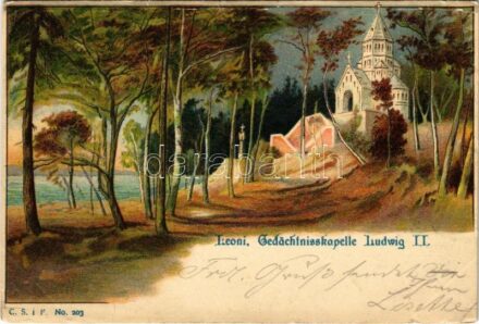 ~1900 Leoni am Strarnberger See, (Berg); Gedächtnisskapelle Ludwig II / Memorial Chapel of Ludwig II, C. S. i F. No. 203 litho (EK)