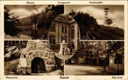 1938 Putnok, Halastó, Ilona forrás, Cserkészkilátó, Országzászló, Régi fürdő