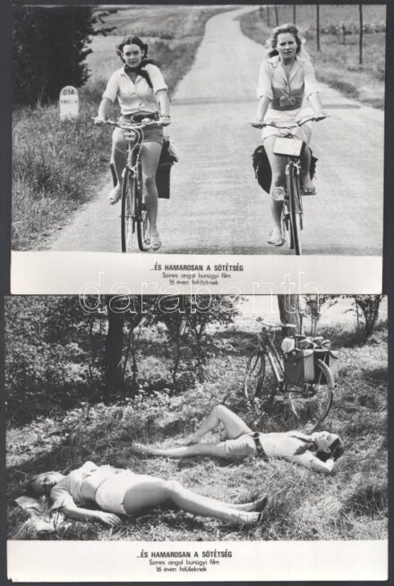 1970 ,,... és hamarosan sötétség' című angol film jelenetei és szereplői, 13 db vintage produkciós filmfotó, ezüst zselatinos fotópapíron, a használatból eredő hibákkal, 18x24 cm